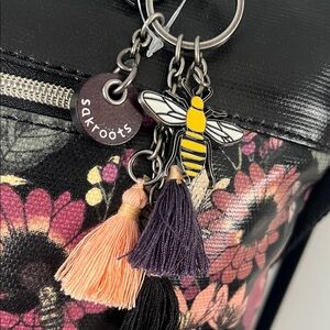 Sakroots Floral Tote Shoulder Bag | Bee Charm Tassel | NEW